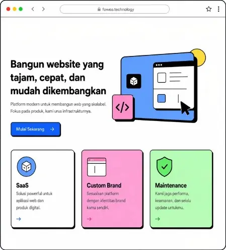 Tampilan website yang dibangun Fovea Teknologi